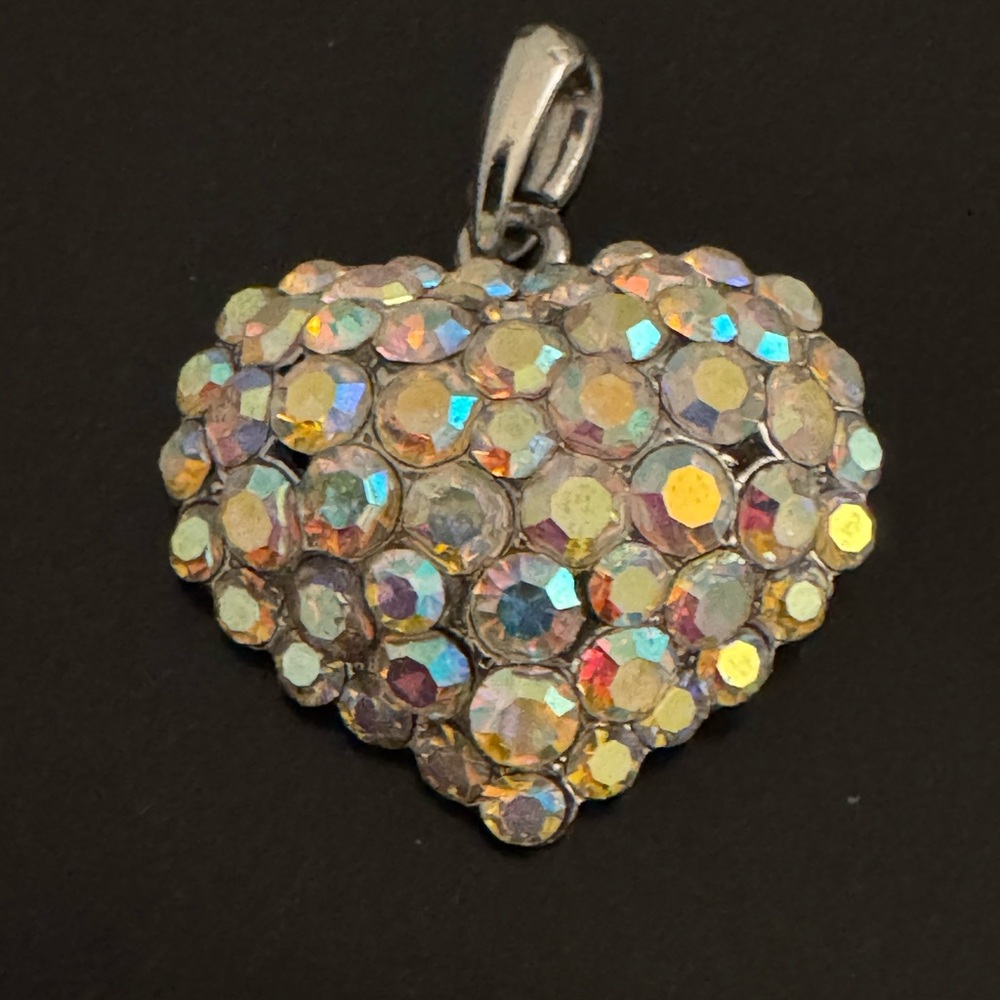 Aurora Borealis Rhinestone Heart Pendant